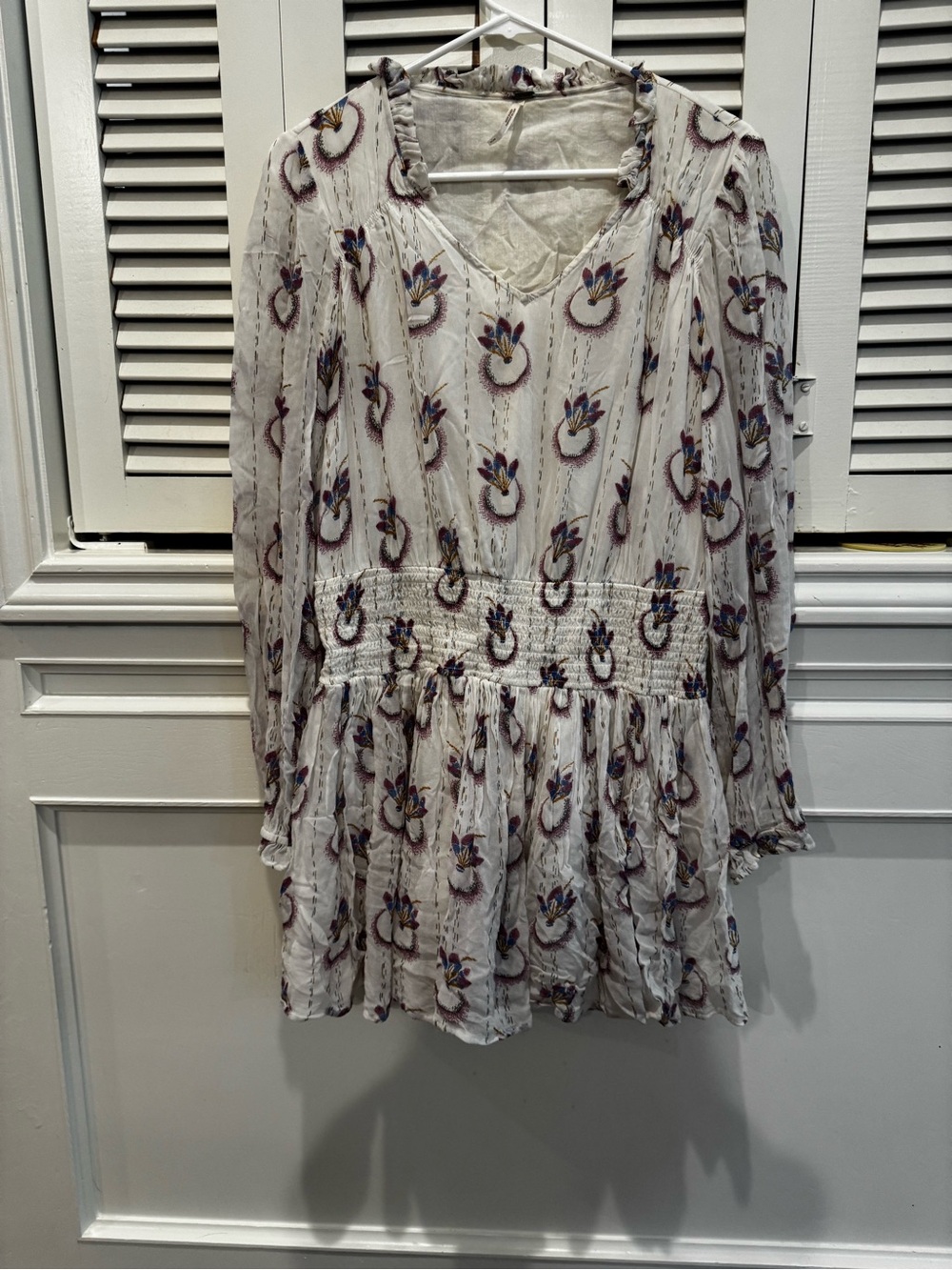 Free People Cream Mini Dress with Purple Floral Motif